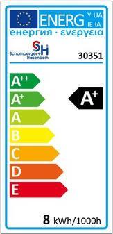 Energie-Label Scharnberger+Hasenbein 30351 LED Kompaktleuchtstofflampe 8W (G24d-1, 8 W, 700 lm, 1 x, F)