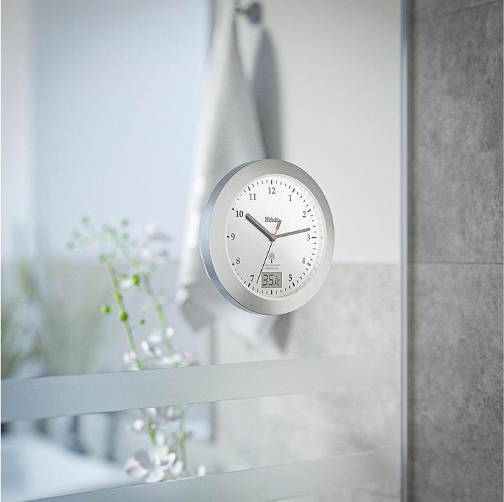 Produktbild Mebus MEB Funkbadezimmeruhr m.SN sil (17 cm)