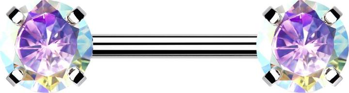 Produktbild Star Piercing Threadless Barbell silber front mit Kristall multicolor gefasst (ohne Messing, Chirurgenstahl 316L)