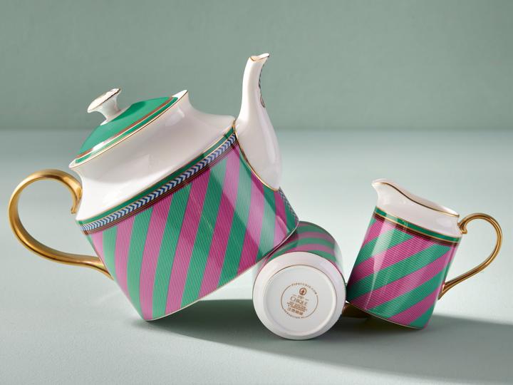 Image du produit PIP Studio Chique Stripes grande théière pink-green 1,8l (1.80 l)
