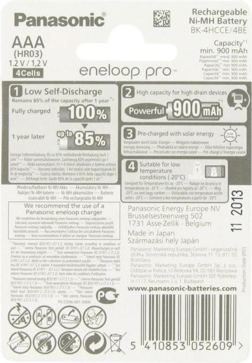 Image du produit Panasonic Batterie Pro BK-3HCCE/4BE Mignon AA NiMH rechargeable et ACBOXAA (4 pcs, AA, 2450 mAh)