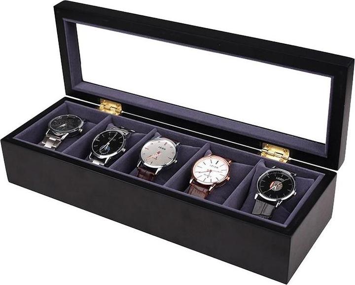Produktbild JTI Uhrenbox für 5 Uhren, Holz - Schwarz