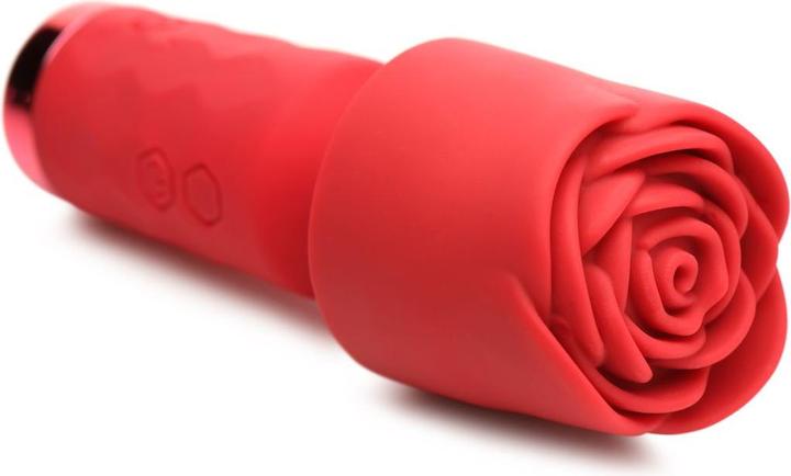 Actual product image Frisky Bloomgasm - Pleasure Rose Mini Wand Vibrator - Red