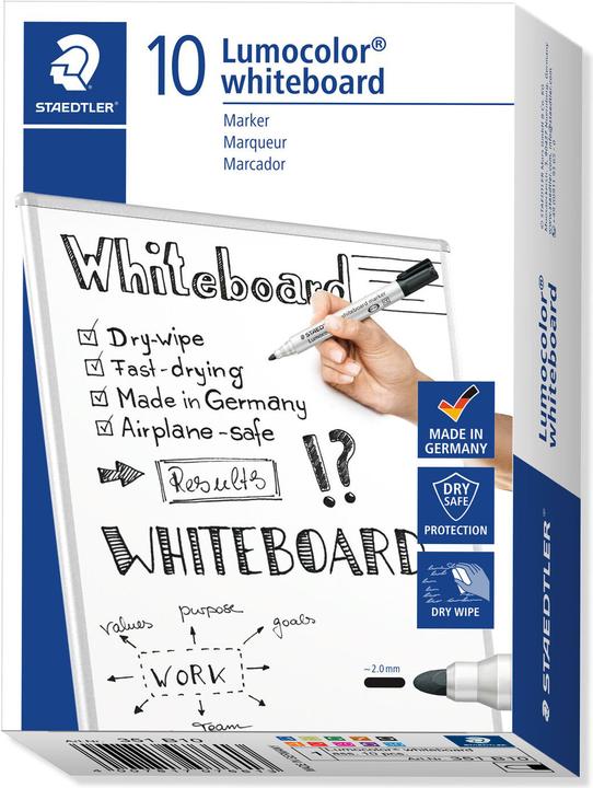 Actual product image Staedtler Lumocolor Whiteboard Marker 351 (Multi Colour, 2 mm, 10 x)