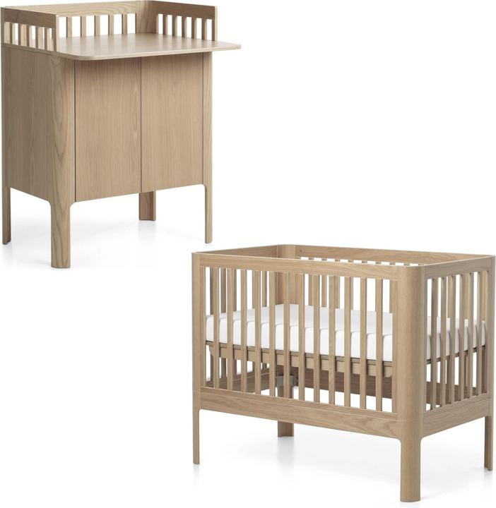 Produktbild Flexa Nova Wickelkommode mit Babybett inkl. Matratze Oak (Babybett)
