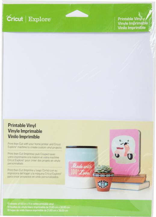 Cricut Film in vinile stampabile 21,6 x 27,9 cm, 1, Bianco