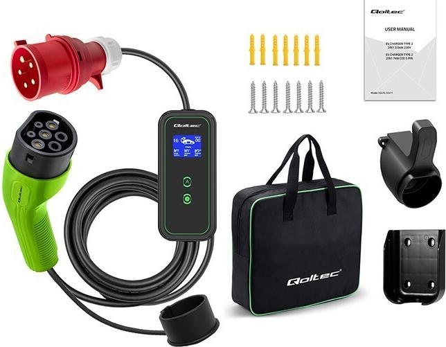 Actual product image Qoltec Mobile EV charger with adjustable 2in1 (Type 2, 32 A)