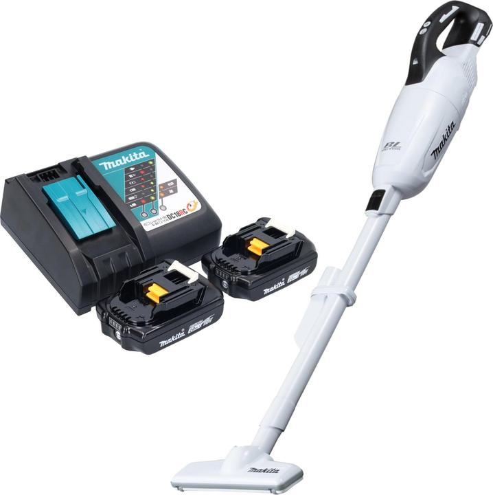Produktbild Makita DCL 281 FRAW Akku Staubsauger 18 V weiss Brushless + 2x Akku 2,0 Ah + Ladegerät