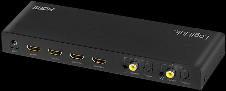 Produktbild LogiLink Switch 4x2 HDMI, 4K 60Hz, auf Pult
