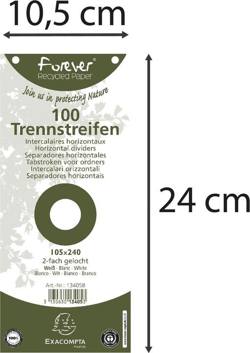 Image du produit Exacompta Bande de séparation Forever 10.5 x 24 cm, 100 pcs - blanc