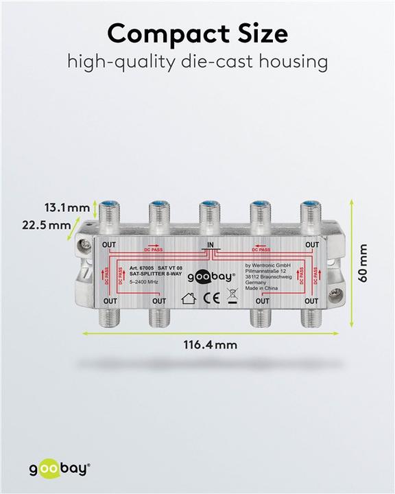 Actual product image Goobay SAT distributor, 8-way (Terminal strips)