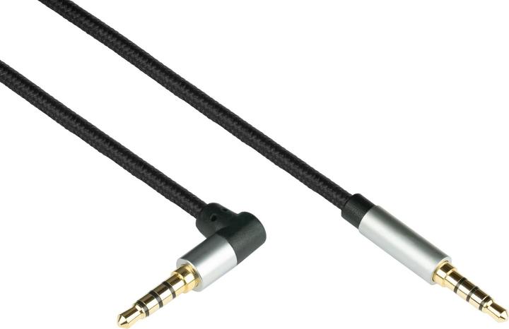 Image du produit Python Câble de connexion audio de haute qualité, prise jack 3,5mm à 4 pôles vers prise jack coudée, Texti (1.50 m, 2,5 mm)