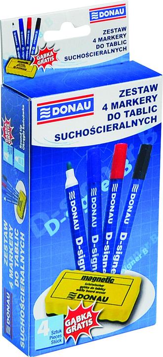 Actual product image Donau whiteboard marker set of 4, d-signer b, round, assorted colours, free sponge (Multicoloured)