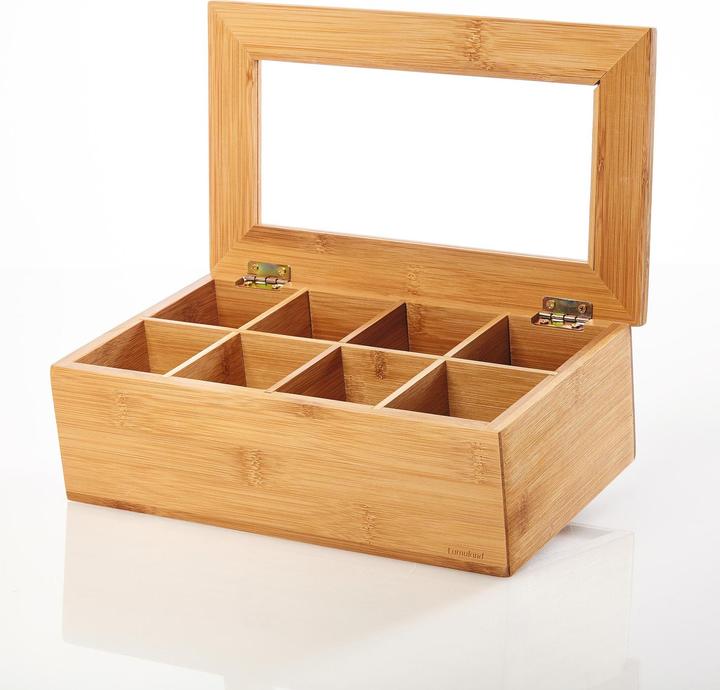 Actual product image Lumaland Teebeutel-Box 28 x 16 x 9 cm Bambus, China, 8 Fächer