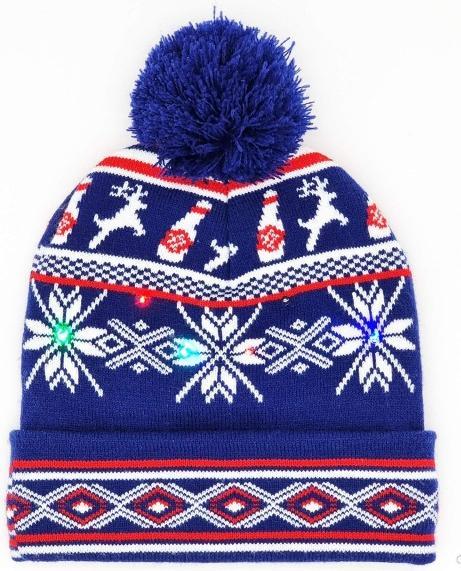 Actual product image Snazzy Santa Christmas hat with flashing light - snowflakes