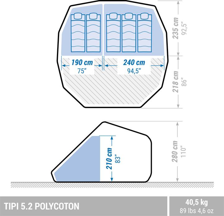 Actual product image Quechua 340392 (43.70 kg, 5 persons)