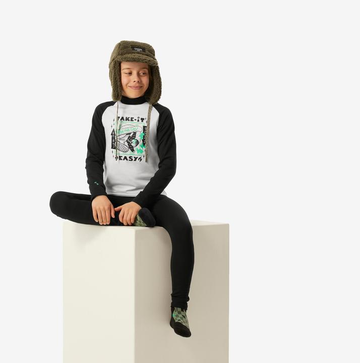 Produktbild Wedze Skiunterwäsche Funktionsshirt Kinder - BL 500 schwarz/weiss mit Motiv (100 C)