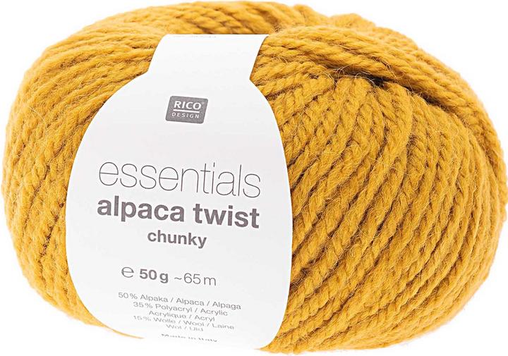 Actual product image Rico Essentials Alpaca Twist Chunky, senf, 50 g, 65 m, 50 % WP, 35 % PAN, 15 % WO (65 m)