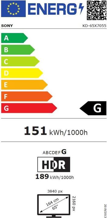 Energie-Label Sony KD65X7055 (65", LCD, 4K, 2020)