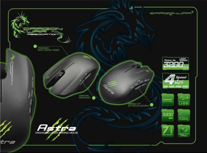 Actual product image Dragon War G2 Astra Gaming Mouse incl. mouse pad (Cable)