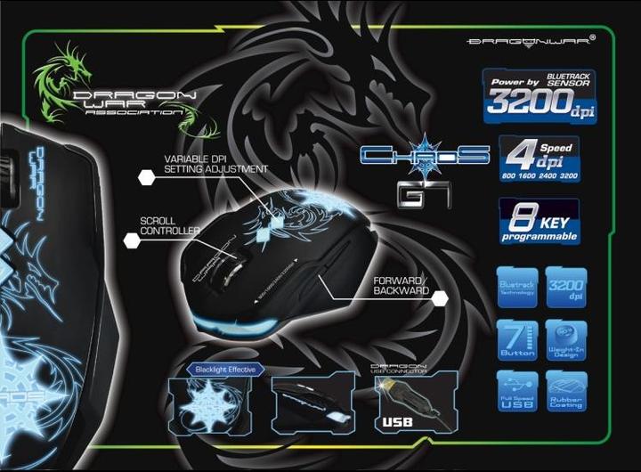 Actual product image Dragon War G7 Chaos Gaming Mouse incl. mouse pad (Cable)