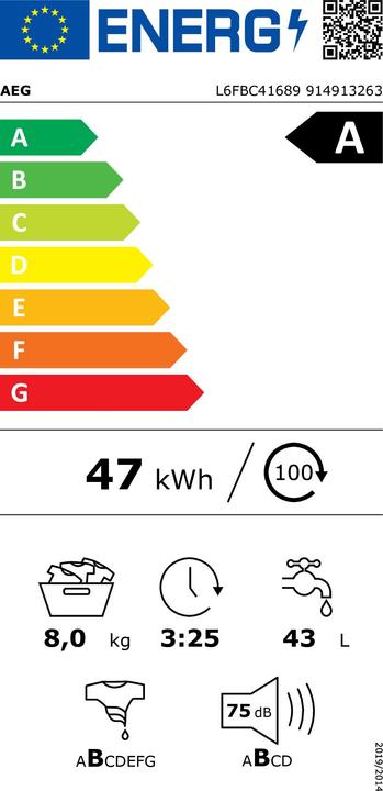 Energy Label AEG L6FBC41689 (8 kg, Left)