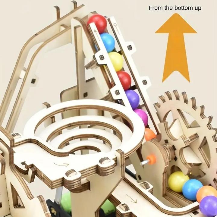 Immagine prodotto The Toy Company 3D Holz Kugelbahn, Murmelbahn Puzzle aus Holz, batteriebetrieben