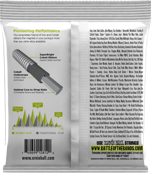 Valori nutrizionali e ingredienti Ernie Ball Cobalto piatto regolare (4 x, Basso elettrico, 0.11")