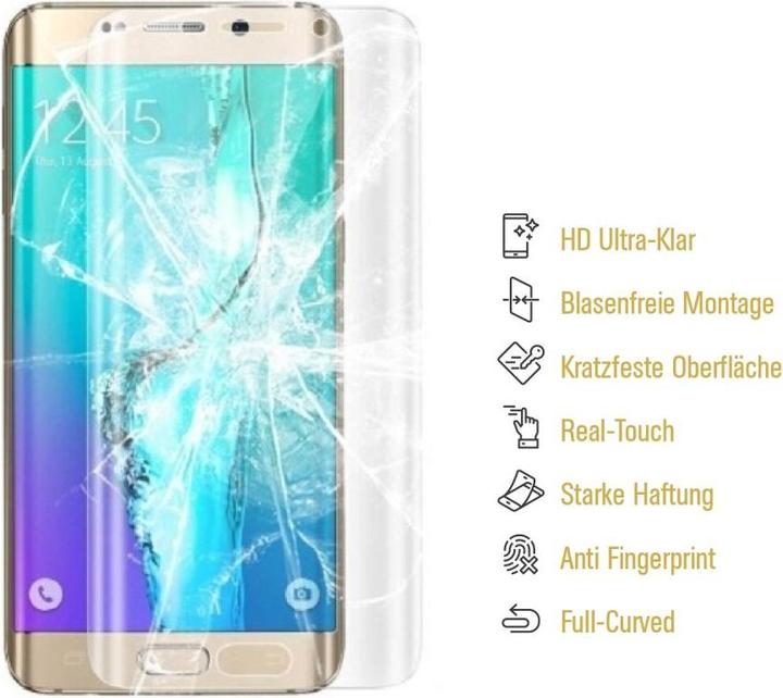 Produktbild Protectorking 3x Panzerfolie Anti-Shock Full Cover HD Klar (3 Stück, Samsung Galaxy S6 Edge)
