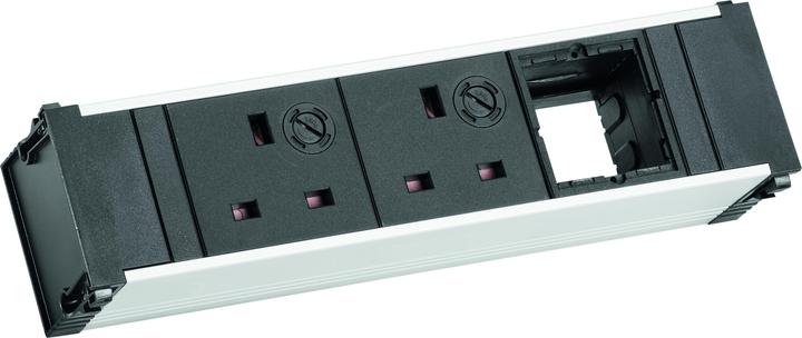 Produktbild Bachmann 912.045 - 0,1 m - 2 AC-Ausgänge - Aluminium - Schwarz - Grau - 217 mm - 1 Stück( (2 x, CEE 7/3, BS 1363, 0.10 m)