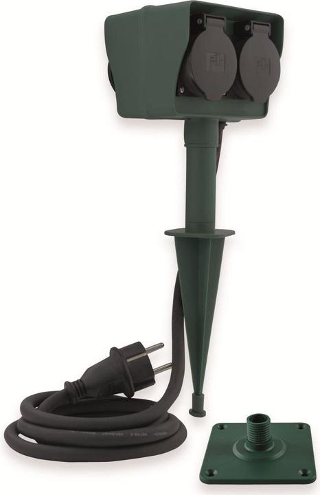 REV Garten-Erdspiess mit 4-Fach Steckdose 1,5 m (4 x, CEE 7/3, 1.40 m)