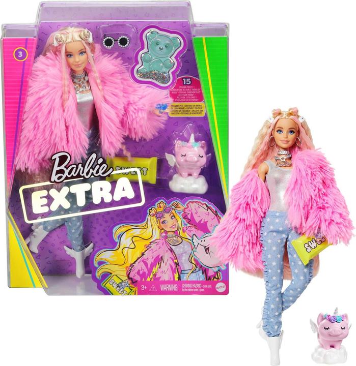 Actual product image Barbie Extra Doll - Fluffy pink jacket