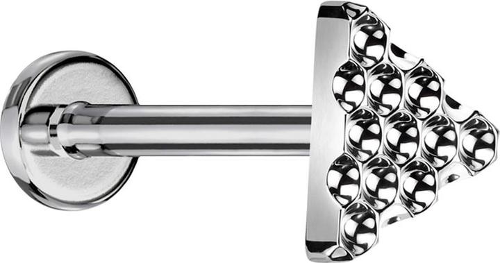 Star Piercing Micro Labret Innengewinde silber gepunkteter Diamantschliff Dreieck silber (ohne Messing, Titan G23)