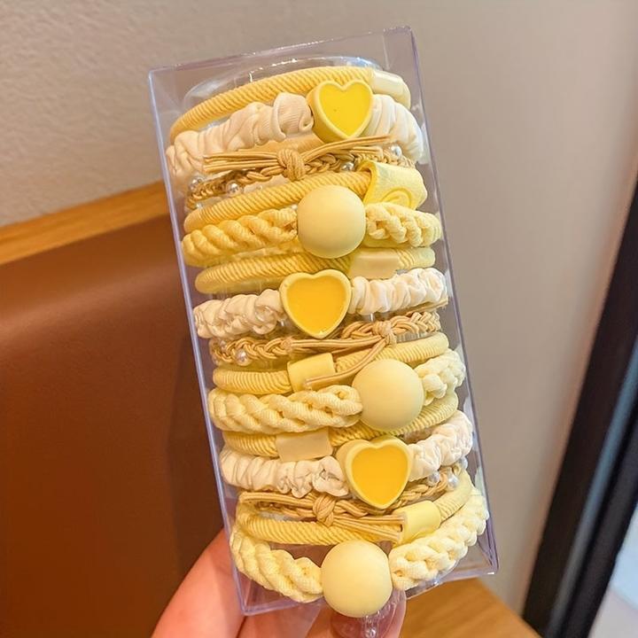 Activity Board 15 Stück niedliche Polyester-Haargummis mit Zöpfen und Herzen - elastisch, nicht schädigend
