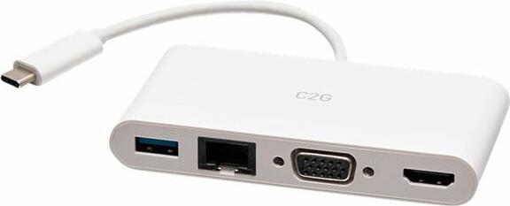 Actual product image C2G USB-C® to HDMI®, VGA, USB-A and RJ45 Multiport Adapter - (USB-C, Thunderbolt, 1 Ports)