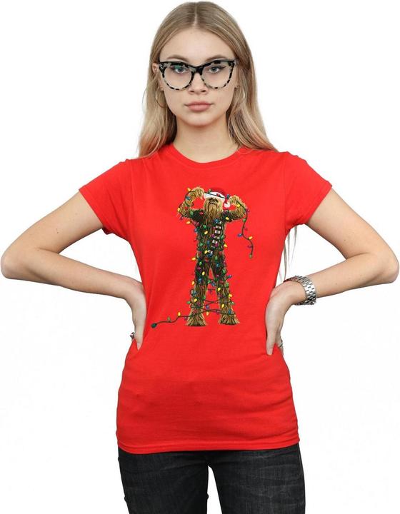 Actual product image Star Wars Womens/Ladies Chewbacca Christmas Lights Cotton T-Shirt (S)