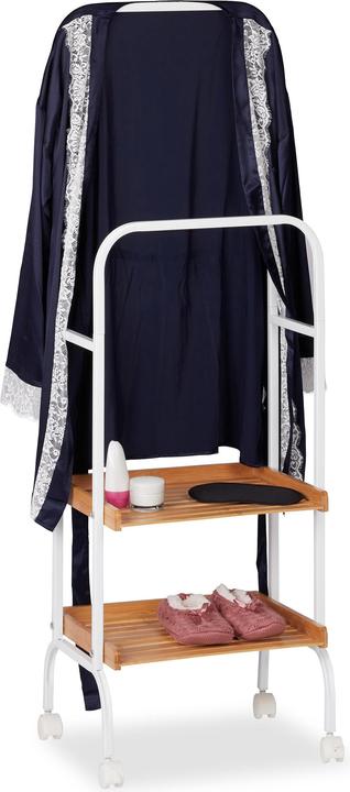 Actual product image Relaxdays Valet Stand on Wheels, Clothes Rail With 2 Tiers