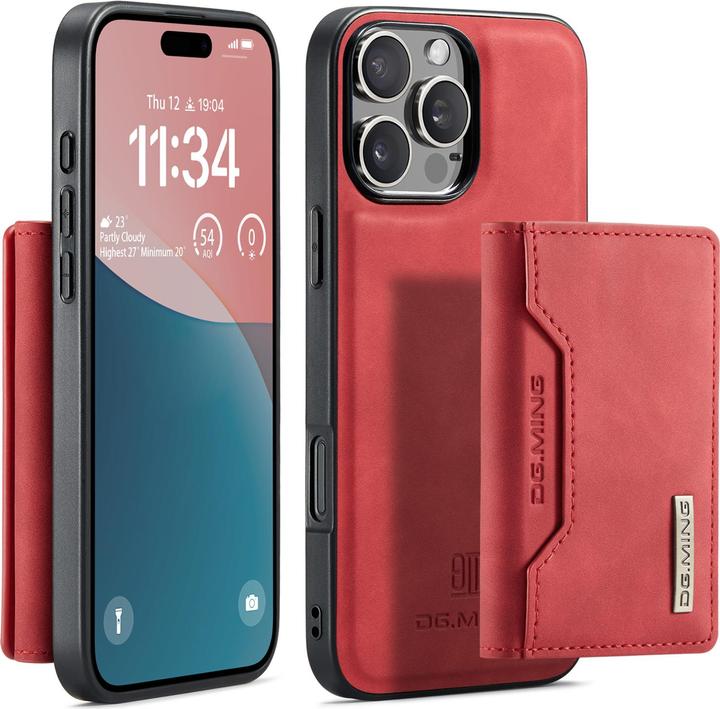 Produktbild Dg.Ming iPhone 12 / 12 Pro - Etui, Leder-Optik, Kartenfach & Magnetverschluss, Rot (Apple iPhone 12 Pro, Apple iPhone 12)