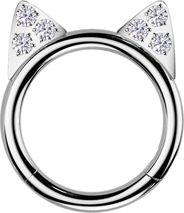 Immagine prodotto Star Piercing Micro Segmentring klappbar silber Katzenohren Kristalle silber (Titanio G23, senza ottone)