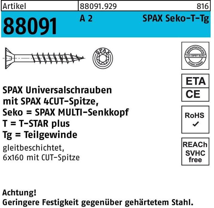 Produktbild Spax Spanplattenschrauben A2 (200 Schrauben pro Stück)
