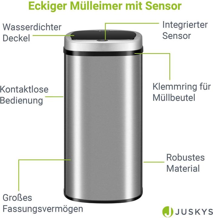 Actual product image Juskys Automatic waste bin with sensor (70 l)