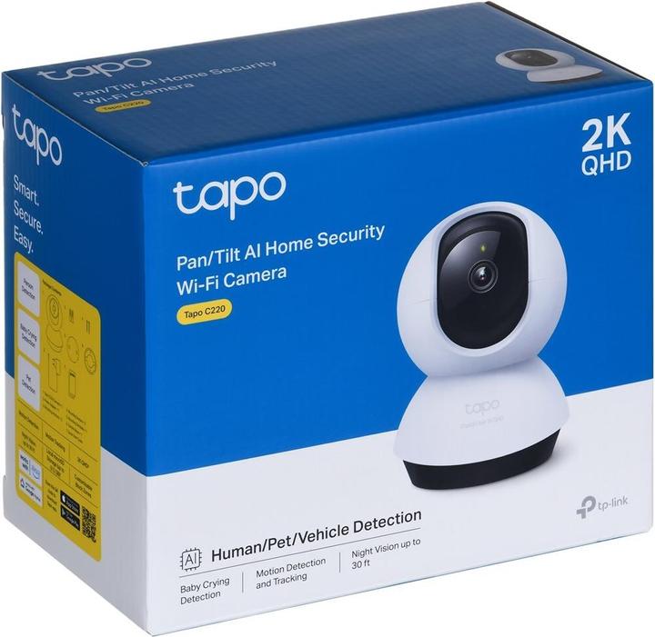 Produktbild TP-Link Tapo C220 4MP 360°-WLAN-Kamera MicroSD (2560 x 1440 Pixels)