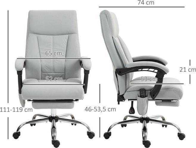Image du produit Swisshandel24 Chaise de bureau avec fonction massage, ergonomique avec fonction chaise longue, chauffage