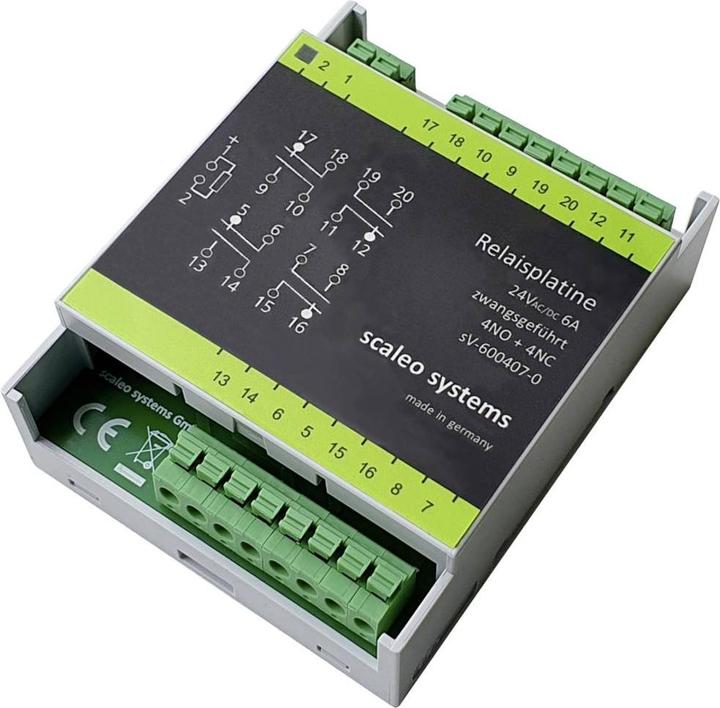 Produktbild Scaleo Systems Sicherheitsrelais mit Verpolschutzdiode, mit LED, mit Gehäuse 1 St. Typ 24V 4-fach 4