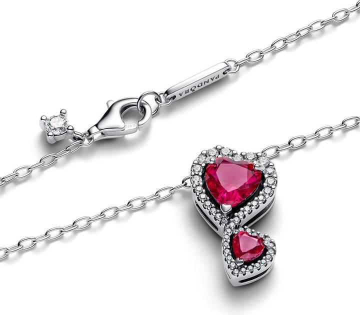 Produktbild Pandora Necklace with Pendant Red Halo Heart (Zirkonia)