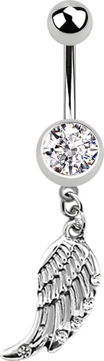 Produktbild Star Piercing Banane silber mit Anhänger Flügel und Kristall silber (Chirurgenstahl 316L, ohne Messing)