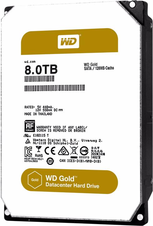 Image du produit WD Gold Datacenter Hard Drive WD8002FRYZ - Disque dur - 8 To - interne - 3.5" (8.9 c) (8 To, 3.5")