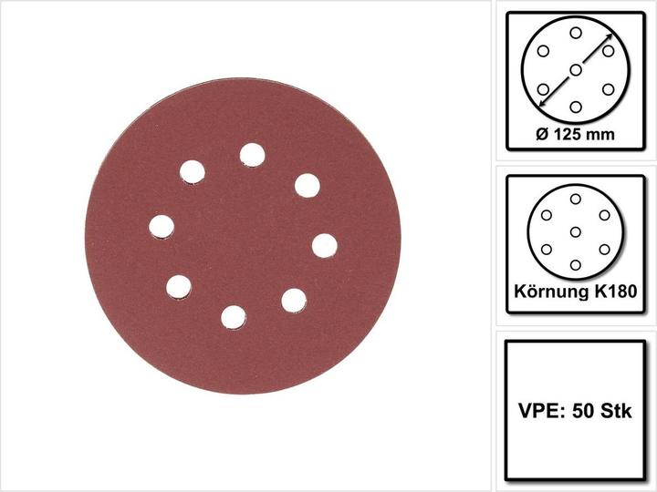 Produktbild Makita Schleifpapier mit Klett Ø 125mm Korn 180 ( 50 Stück ) (180)