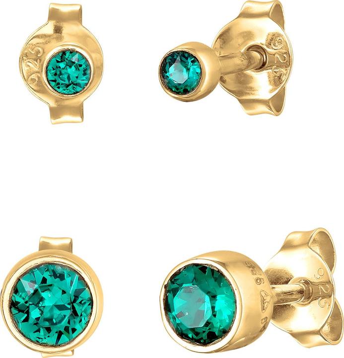 Immagine prodotto Elli Set di orecchini Crystals Basic Green Argento 925 (Cristallo di vetro, Argento 925 placcato oro)