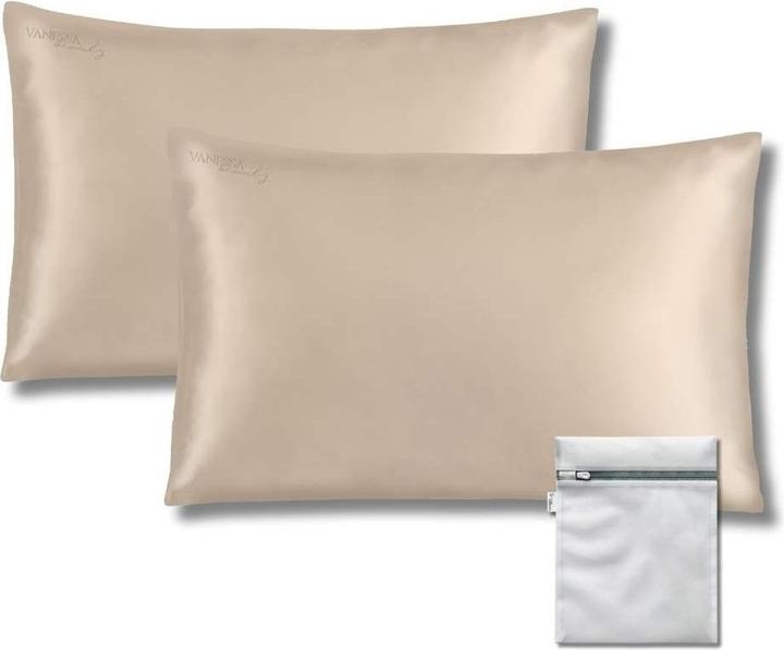 Vanessa Beauty Seidenkissenbezug 2er-Set mit Waschbeutel (Kopfkissenbezug, 50 x 70 cm)